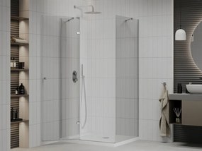 Mexen Roma kabina prysznicowa uchylna 70 x 80 cm, transparent, chrom + brodzik Flat - 854-070-080-01-00-4010