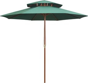 Zielony parasol do ogrodu z podwójnym daszkiem D8-G75
