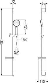 Mexen Kama DS75 zestaw wannowy, chrom - 72513DS75-00
