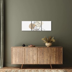 Obraz - Beżowe kwiaty z motylem N⁰1 (z zegarem) (90x30 cm)