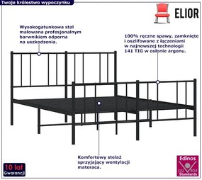 Czarne metalowe łóżko małżeńskie w stylu loft 140x200cm Huzox