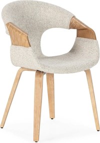 Beżowe tapicerowane fotele jadalniane zestaw z podłokietnikami 2 szt. Elif – MOME