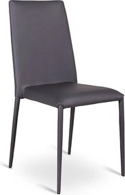 Zestaw 4 nowoczesnych, składanych krzeseł tapicerowanych "Lavanda" w kolorze szarej skóry ekologicznej do salonu, 42x40 cm, 96 h