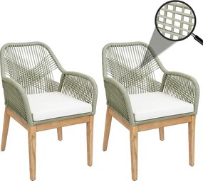 Krzesło ogrodowe MCW-H56b (zestaw 2 sztuk),  zielony poduszki kremowy