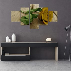 Obraz - Żółte róże w stylu vintage (125x70 cm)