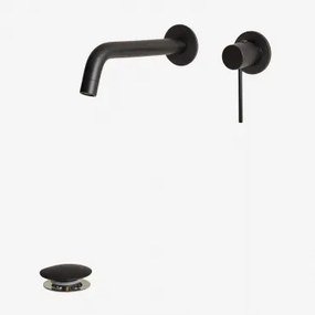 Zestaw Baterii Umywalkowej Orveta Z Mosiądzu I Zawór Odpływowy Click-clack Ze Stali Nierdzewnej I Mosiądzu Czarny Matowy & Zawór Z Przelewem - Sklum
