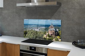 Szkło do Kuchni na Ścianę Panorama Miasta z Widokiem na Zamek