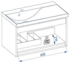 Szafka pod umywalkę VOG 69 cm czarny mat ze złotym uchwytem KROFAM