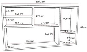 6-komorowa półka regał wiszący dąb artisan - Nivela