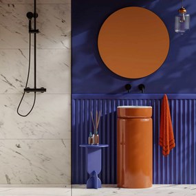 Umywalka wolnostojąca okrągła pomarańczowa RONA Nude Glow 85 x 40 cm : Podłączenie syfonu - Do podłogi