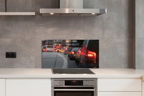 Panel szklany do Kuchni Korki i Światła Wielkiego Miasta