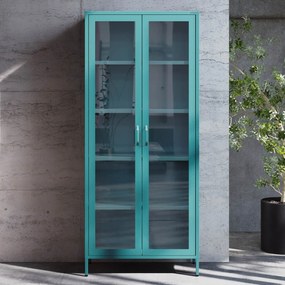 Witryna szklana do salonu morska / turkusowa Modern ANGELO 800 x 1850 x 450 mm
