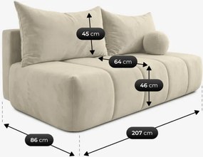 Sofa z Funkcją Spania SARIA Kremowa Welurowa Nowoczesna