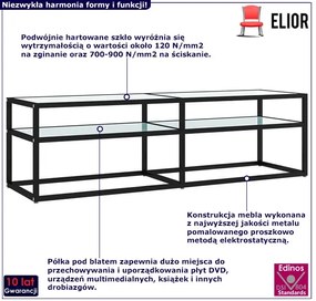 Szafka RTV ze szklanym blatem na wzór białego marmuru - Hollola,