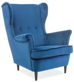 FOTEL LORD VELVET GRANATOWY BLUVEL 86 / WENGE SIGNAL