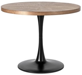 Stół Okrągły LINO 100 cm Orzech/Czarny Nowoczesny Loft