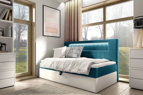 Niebieskie łóżko kontynentalne z oświetleniem 3 rozmiary Z1-K40