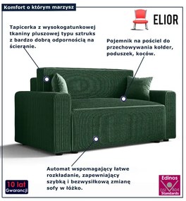 Ciemnozielona rozkładana sofa z pojemnikiem S7-B61