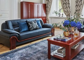 Skórzana kanapa gabinetowa 3-osobowa Palladio, wykonana ze skóry naturalnej, do wyboru kolor brązowy, czarny i kremowy. Wygodna sofa do biura. Klasyczny stylowy design. Meble gabinetowe Prestige.