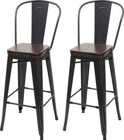 Stołek barowy MCW-H10c (zestaw 2 szt.),  czarno-brązowy