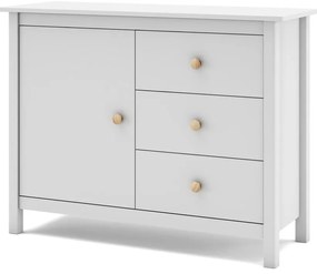 Biała niska komoda dziecięca z drewna sosnowego 90x80 cm Max – Marckeric