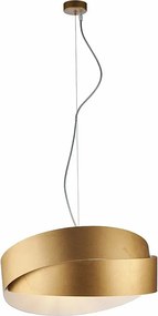 Astro lampa wisząca z białego lakierowanego żelaza, dekor stare złoto, regulowany stalowy kabel, 2 światła, Ø46 cm