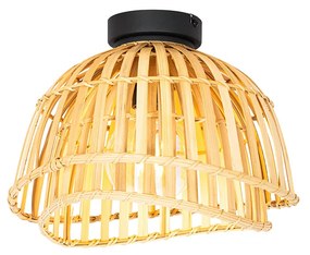 Orientalna lampa sufitowa czarna z naturalnym bambusem 30 cm - PuaKolonialny Oswietlenie wewnetrzne