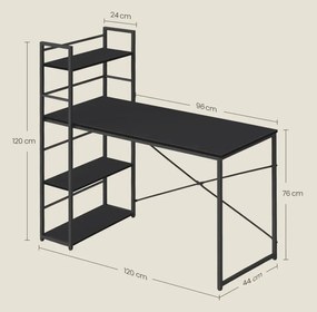Czarne loftowe biurko H4-D73