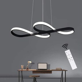 NETTLIFE Lampa wisząca LED Silikonowa Czarna Średnica 75 cm Ściemnialna Z Pilotem Nowoczesny Design Do Gabinetu Salonu Kuchni Biura 47 W