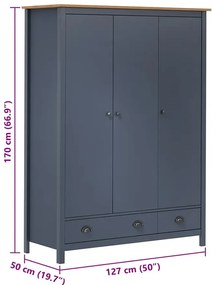 Trzydrzwiowa szara szafa D4-W03
