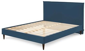 Niebieske tapicerowane łóżko dwuosobowe ze stelażem 160x200 cm Sary – Bobochic Paris