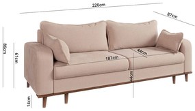 Beżowa sztruksowa sofa 220 cm Beata – Ropez