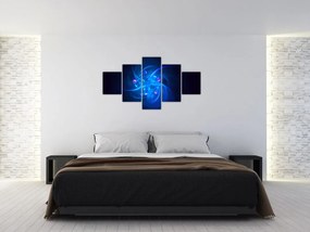 Nowoczesny obraz niebieskiej abstrakcji (125x70 cm)