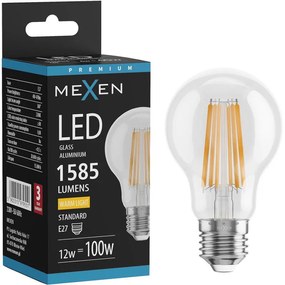 Mexen Vintis żarówka filament LED E27, A60, 12W, Ciepła - 2700K, 1585 lm, clear - L150-E27-1227-00