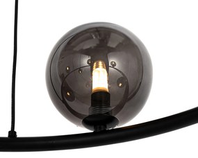 Lampa wisząca czarna z dymionym szkłem okrągła 8-punktowa - MonakoDesignerski Oswietlenie wewnetrzne