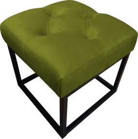 Pufa CHESTERFIELD tkanina Welur loft ławka podnóżek metal : Kolor Stelaża - Czarny , Kolor tkaniny - VELVET - BL75, Typ tkaniny - Velvet