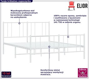 Białe metalowe łóżko w stylu loft 120x200 cm Galapi 5X