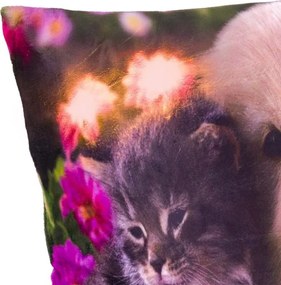 Poduszka dekoracyjna z oświetleniem LED Kot i pies - 38x38cm