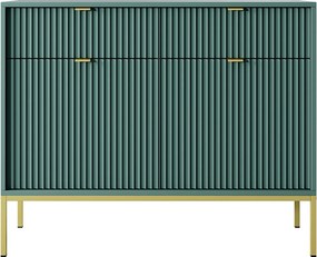 Komoda: 2 szuflady, 2 drzwi, labrador, złota, 104 x 83 x 39 cm, złote uchwyty