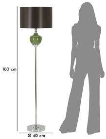 Zielono-szara lampa stojąca z tekstylnym kloszem (wysokość 160 cm) Eva – Mauro Ferretti