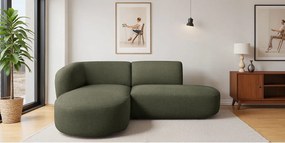 Narożnik w kształcie L Luna, tkanina Lins, Zielony, Lewy