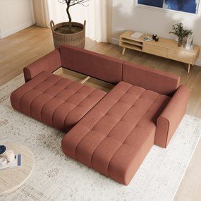 Masseno Narożnik FRIGA z funkcją spania i pojemnikiem na pościel Narozniki L, Rozkładana sofa - Ceglasty, ARAGON 59