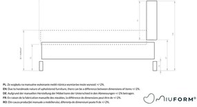 Szare tapicerowane łóżko dwuosobowe ze stelażem 180x200 cm Eve – Miuform