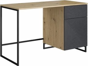 Biurko Asha 120 cm z szufladą - artisan / rivier stone mat / czarny stelaż