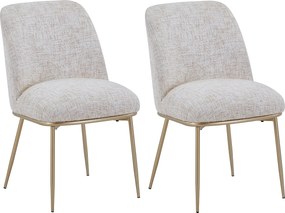 Zestaw 2 krzeseł z tkaniny i złotego metalu - Kremowe - DYLORA