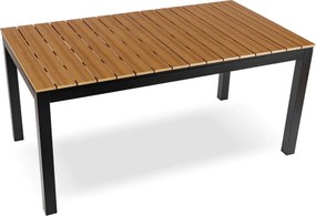 Zestaw Mebli Ogrodowych Stół ARGOS 160-260 cm Dąb/Czarny i 8x Fotel FRESNO Czarny Technorattan Nowoczesny