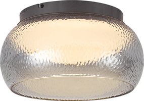 Lampa sufitowa Art Deco grafitowa z przydymionym szkłem i 3-stopniowo ściemnialnym LED - Thimble