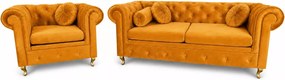Zestaw wypoczynkowy z głębokim pikowaniem - sofa Chesterfield Prima 2 osobowa i fotel Prima