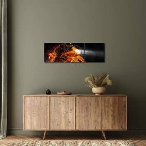 Obraz - Motocyklista z płomieniami (z zegarem) (90x30 cm)