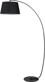 HOMCOM Lampa Stojąca z Abażurem z Tkaniny, Łukowa Lampa Podłogowa z Okrągłą Podstawą, Metal, 105L x 47S x 190W cm, Czarna